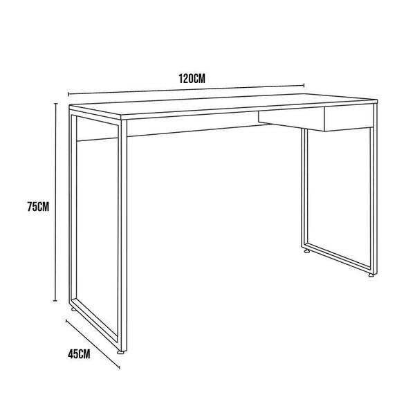 Imagem de Escrivaninha Estilo Industrial 120x45 com Gaveta Branco Tx - FdECOR