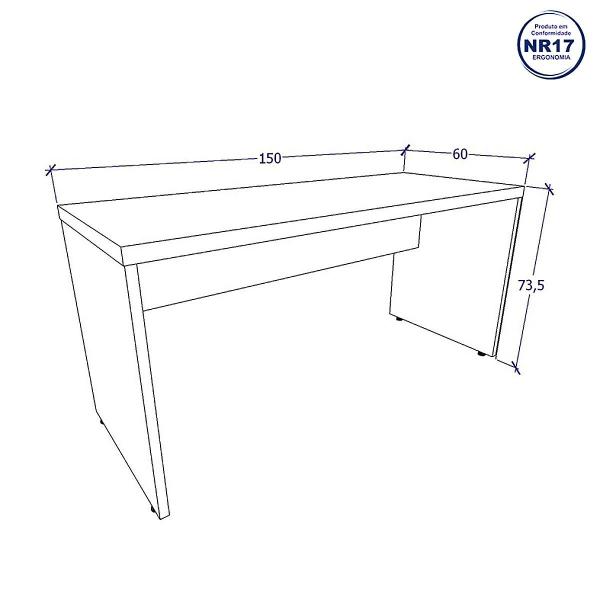 Imagem de Escrivaninha Home Office 150cm Tampo 40mm Pés Painel