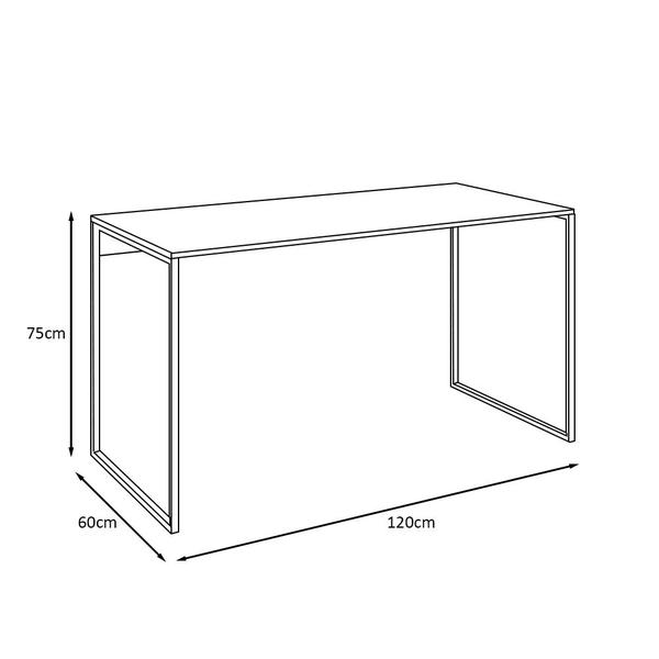 Imagem de Escrivaninha Industrial Base Base Ferro Preto Tampo Mdp Branco 120x60