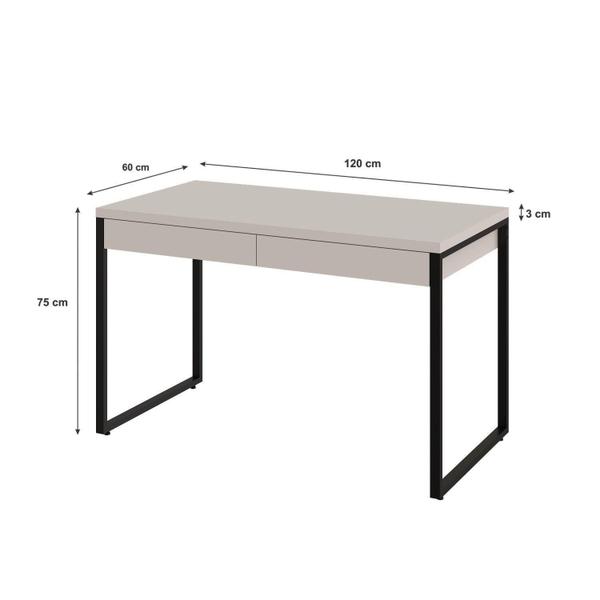 Imagem de Escrivaninha Industrial Kuadra com 2 Gavetas 120 cm - Branco/Preto