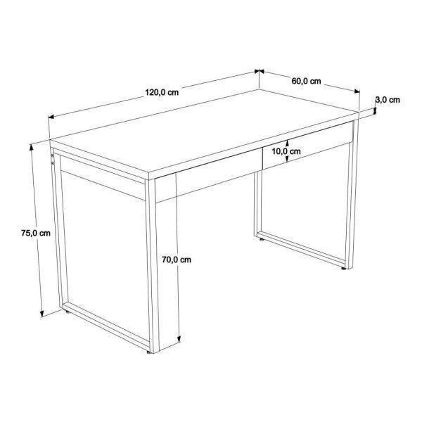 Imagem de Escrivaninha Industrial Kuadra com 2 Gavetas 120 cm - Carvalho Dark/Preto