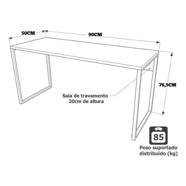 Imagem de Escrivaninha Industrial Para Escritório e Home Office Com Espaço Para Computador e Estudo