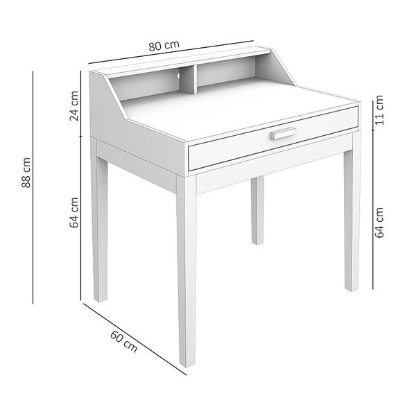 Imagem de escrivaninha infantil mesinha de estudo pequena 80cm largura com gaveta ideal para cantinho de tarefa