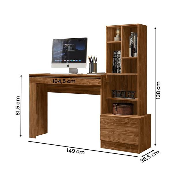 Imagem de Escrivaninha Mesa de Computador Lion com Estante e 1 Gaveta