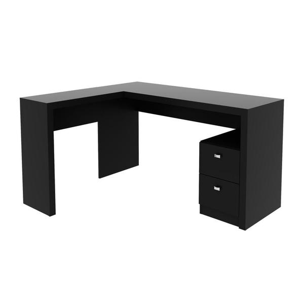 Imagem de Escrivaninha/Mesa Escritório de Canto com 2 gavetas Multimóveis CR25032 Preto