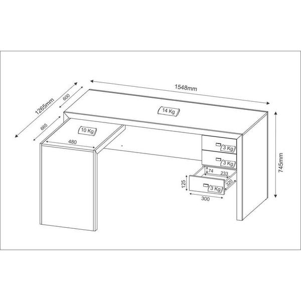 Imagem de Escrivaninha/Mesa Escritório de Canto Multimóveis CR25016 Amendoa