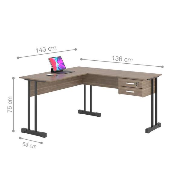 Imagem de Escrivaninha Para Computador L Com 2 Gavetas Range