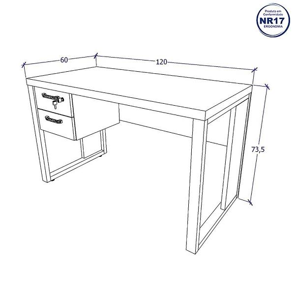 Imagem de Escrivaninha para Estudos 120cm x 60cm Pés Metal F5 Office