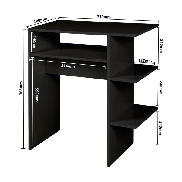 Imagem de Escrivaninha Preta Mesa de Computador Madeira C/ Prateleira