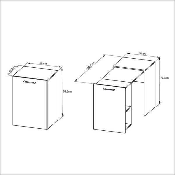 Imagem de Escrivaninha Retrátil 54x76,9x135,7 cm Branco Tecnomobili