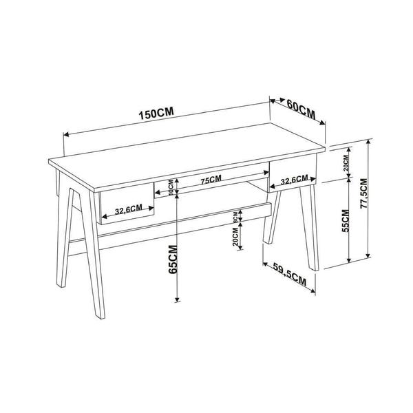 Imagem de Escrivaninha Trend Home Office com 3 Gavetas - Hanover/Off White