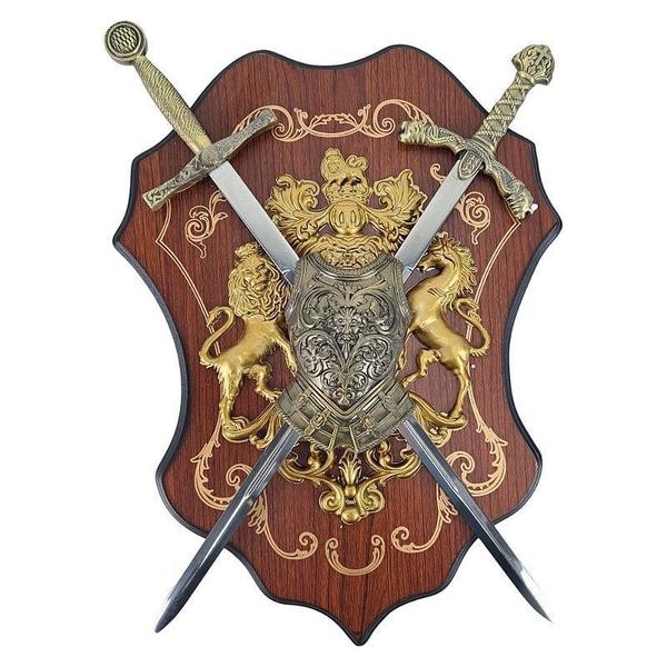 Escudo Brasão Armadura E Espadas Duplas Cruzada - Tenda Medieval Imagem de Escudo Brasão Armadura E Espadas Duplas Cruzada