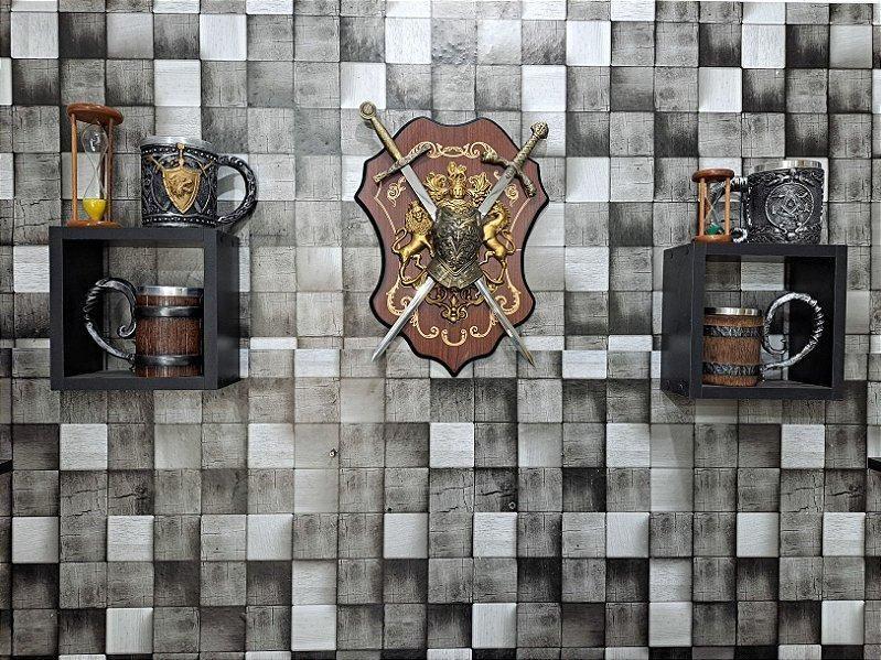 Escudo Brasão Armadura E Espadas Duplas Cruzada - Tenda Medieval Imagem de Escudo Brasão Armadura E Espadas Duplas Cruzada