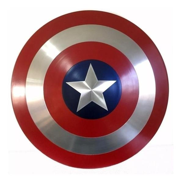 Imagem de Escudo Capitão América Avengers Marcas de Tiro Alumínio 30cm