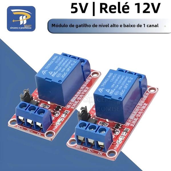 Imagem de Escudo de Relé 5V/12V para Arduino - Módulo com Optoacoplador e Gatilho de Alto/Baixo Nível