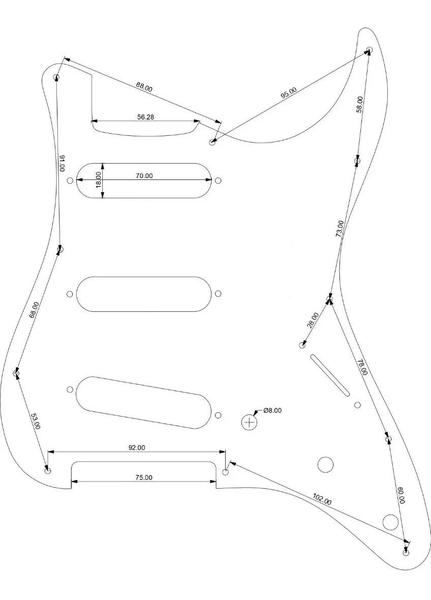 Imagem de Escudo para guitarra strato SSS Branco 11 furos parafusos