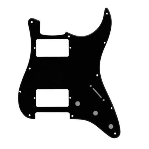 Imagem de Escudo para guitarra Stratocaster HH Preto 11 Furos