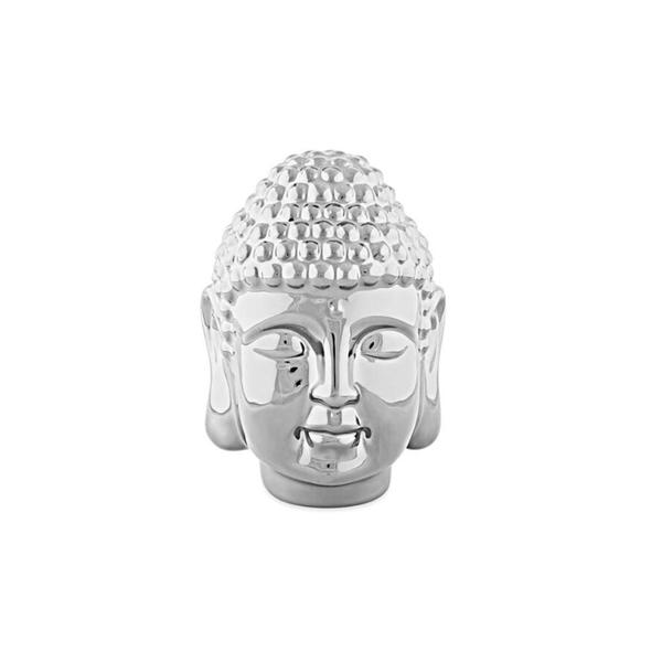 Imagem de Escultura Buda em Cerâmica Prata