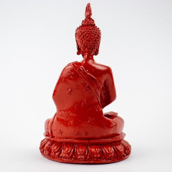 Imagem de Escultura Buda Meditando 13 cm Vermelho em Resina