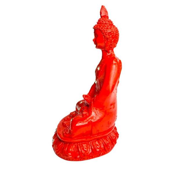 Imagem de Escultura Buda Meditando 13 cm Vermelho em Resina