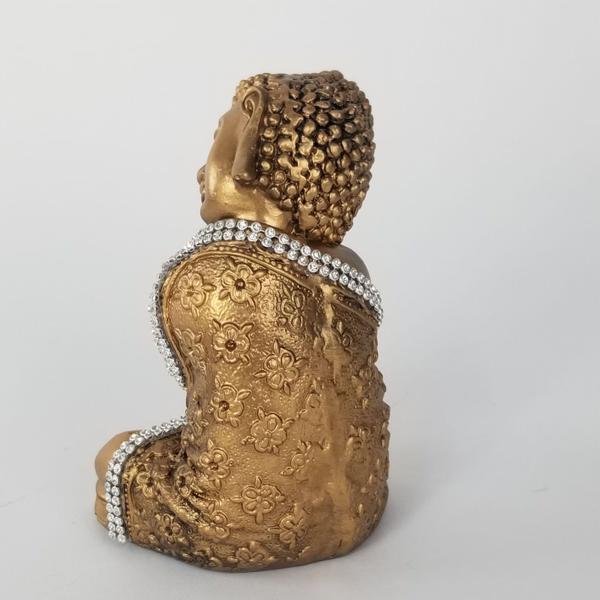 Imagem de Escultura Buda Sentado Dormindo - Objeto Decorativo Dourado