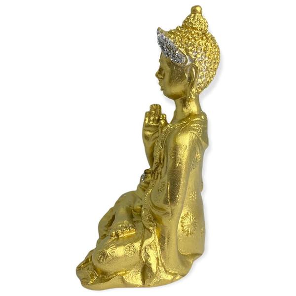 Imagem de Escultura Buda sentado meditando dourado 9 cm em resina 47402