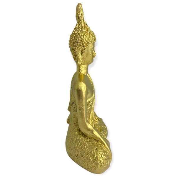 Imagem de Escultura Buda Tibetano 9X5 Cm Sentado Meditando Dourado