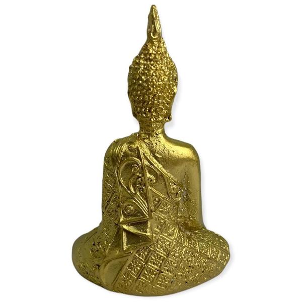 Imagem de Escultura Buda Tibetano 9X5 Cm Sentado Meditando Dourado