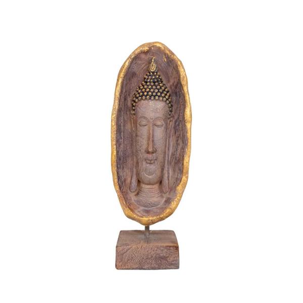 Imagem de ESCULTURA CABECA DE BUDA COM BASE EM RESINA MRM/DRD 37cm