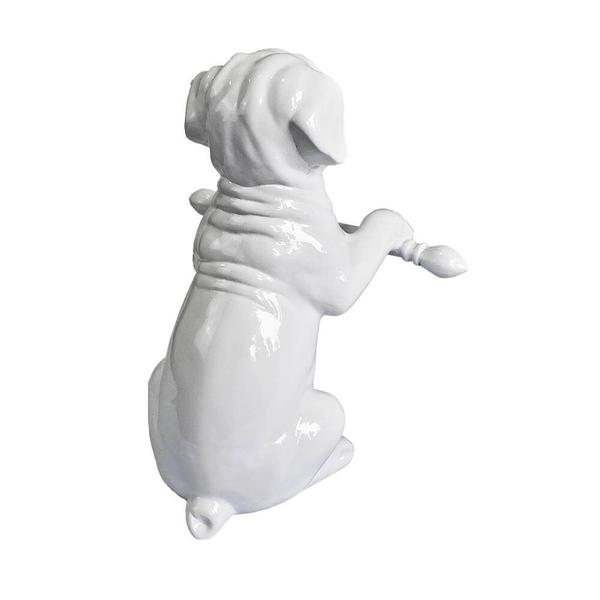 Imagem de Escultura Cachorro de Lavabo de Cerâmica Branca 37x18cm