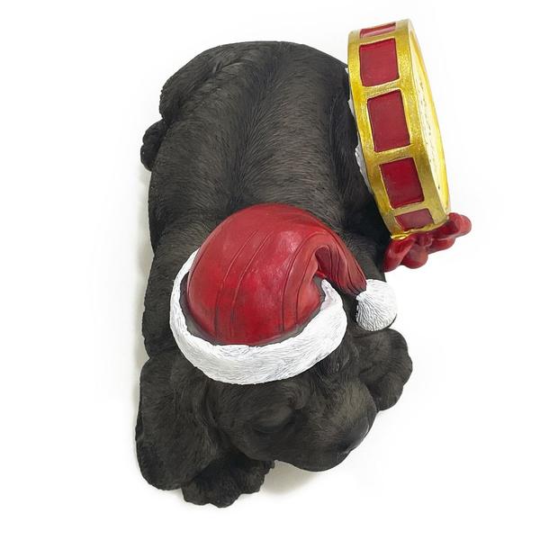 Imagem de Escultura Cachorro Decor com Tambor Merry Christmas