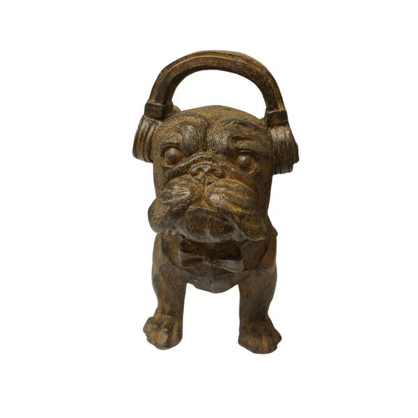 Imagem de Escultura Cachorro PUG Headphone de Resina EntreCasa