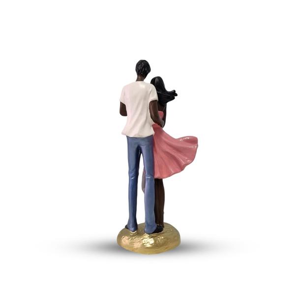 Imagem de Escultura Casal C/ Filho Negros Acabamento Exclusivo Em Gesso Amor E União - AVB DECORAÇÕES