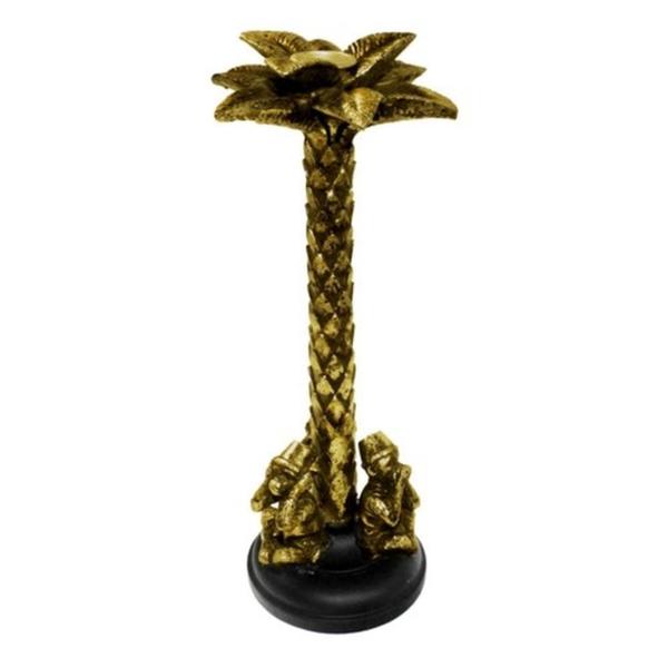 Imagem de Escultura Castiçal Maior Macaco Cego Surdo Mudo Dourado Luxo