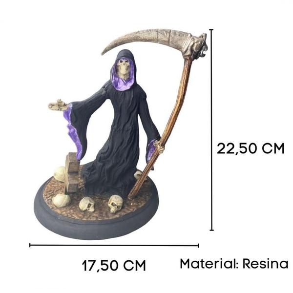 Imagem de Escultura Caveira Foice Cemitério 22Cm Resina- Selecione Cor