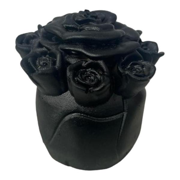 Imagem de Escultura Caveira Rosa em Resina 8,5cm Preto - Bialluz