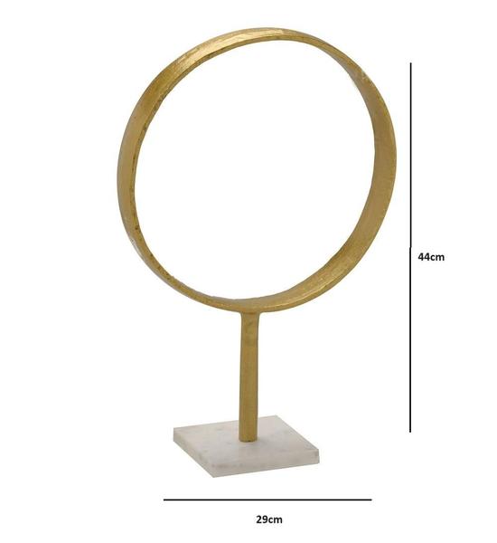 Imagem de ESCULTURA CIRCULO DECORATIVA EM ALUMINIO BRANCO/DOURADO 44cm