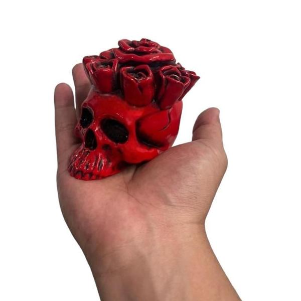 Imagem de Escultura Crânio Rosa Caveira Resina 8,5Cm - Selecione A Cor