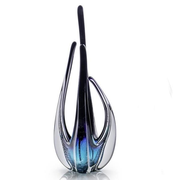 Imagem de Escultura Cristal Murano Esmeralda E Preto São Marcos 48Cm