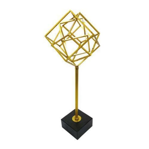 Imagem de Escultura Cubos Abstratos Metal Dourado Medio Luxo