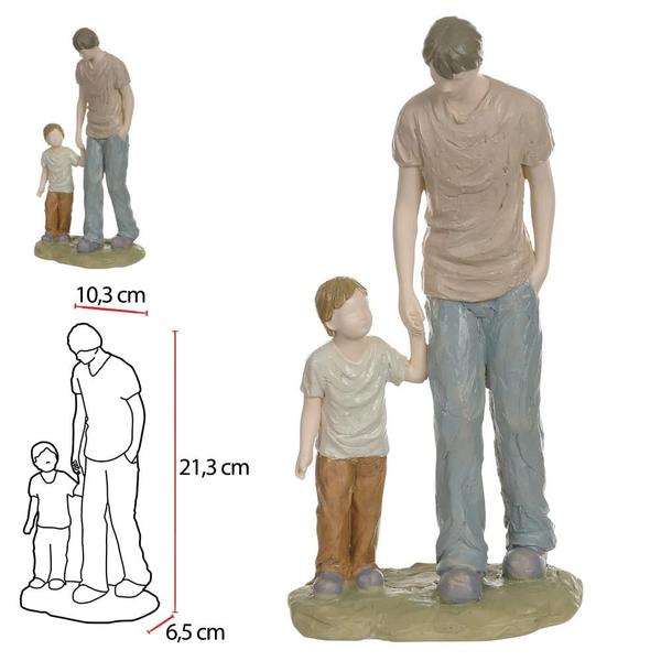 Imagem de ESCULTURA DA FAMILIA DECOR PAI COM FILHO 21cm POLIRESINA