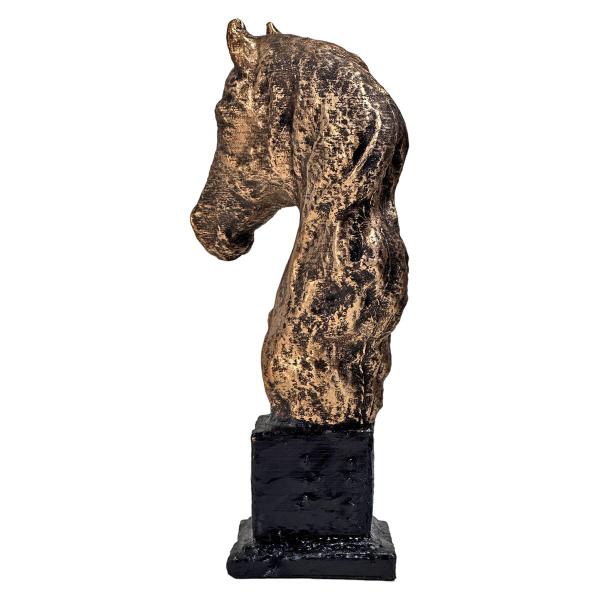 Imagem de Escultura De Busto Cavalo Enfeite Decoração Em Resina 23 cm