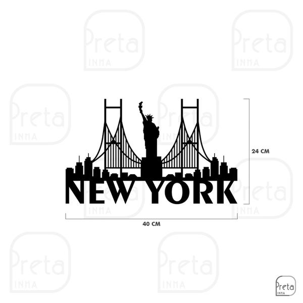 Imagem de Escultura de Parede Decorativo Cidade New York 40x24cm