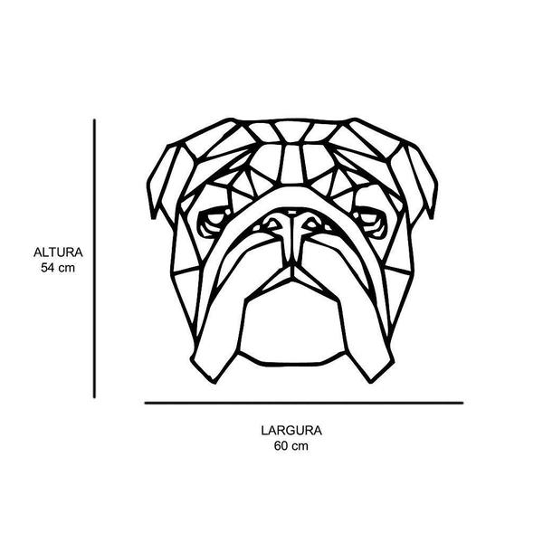 Imagem de Escultura de Parede em MDF Bulldog Inglês Geométrico