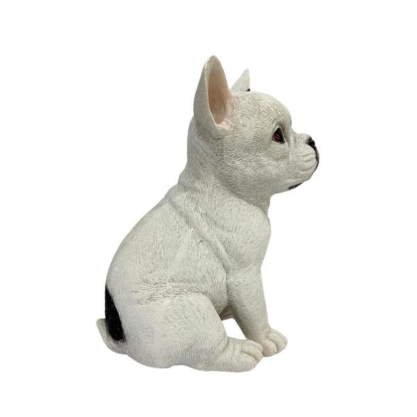 Imagem de Escultura de Resina Cachorro Bulldog Francês Branco e Preto - 19CM