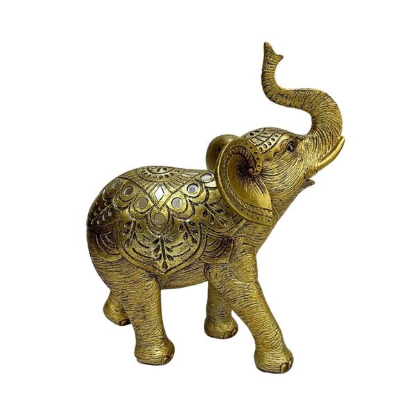 Imagem de Escultura de Resina Elefante Dourado - 21,5CM