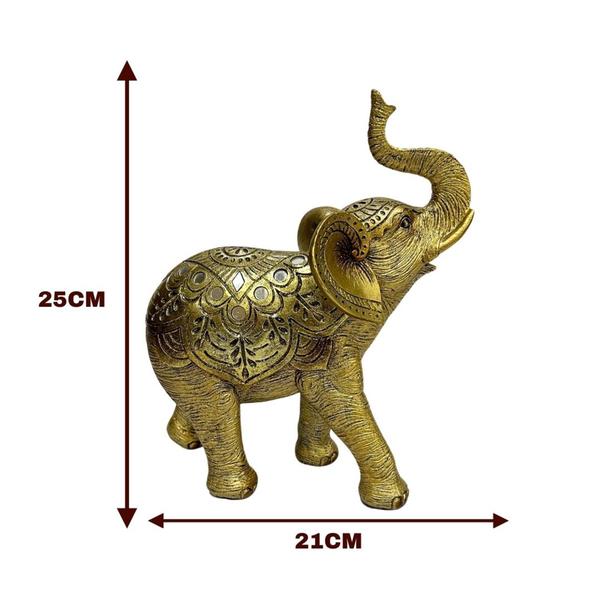 Imagem de Escultura de Resina Elefante Dourado - 25CM