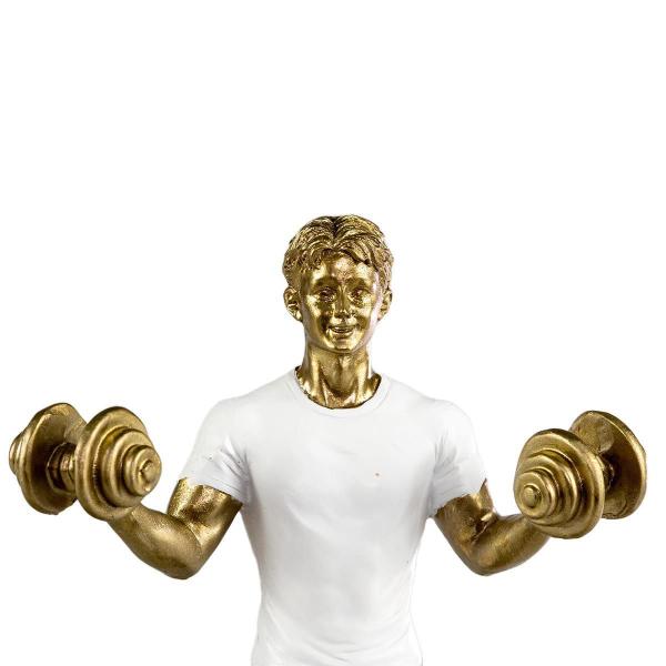 Imagem de Escultura De Resina Homem Fit Musculução Decoração 26X15,6Cm