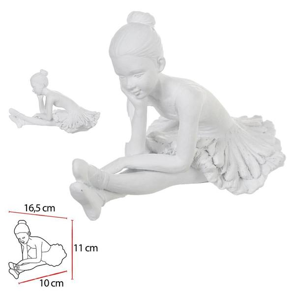 Imagem de ESCULTURA DECOR BAILARINA SENTADA EM RESINA BRANCO 11cm