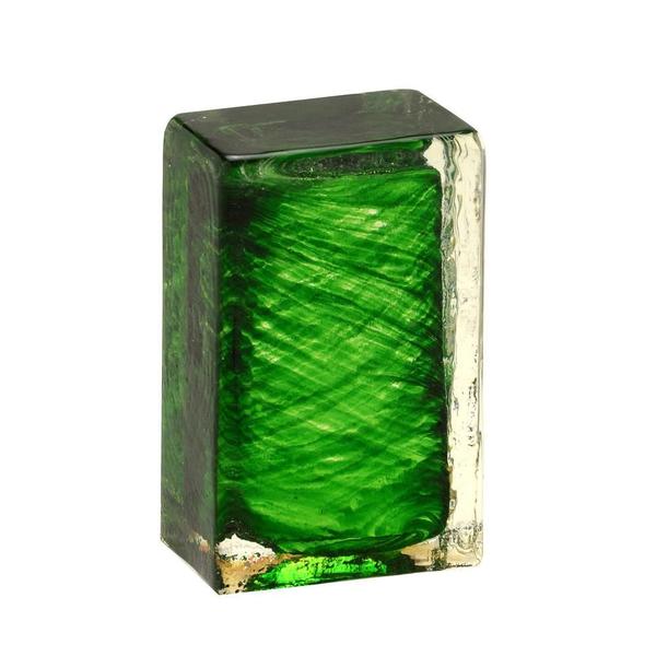 Imagem de ESCULTURA DECOR BLOCO EM VIDRO VERDE E TRANSPARENTE 16cm